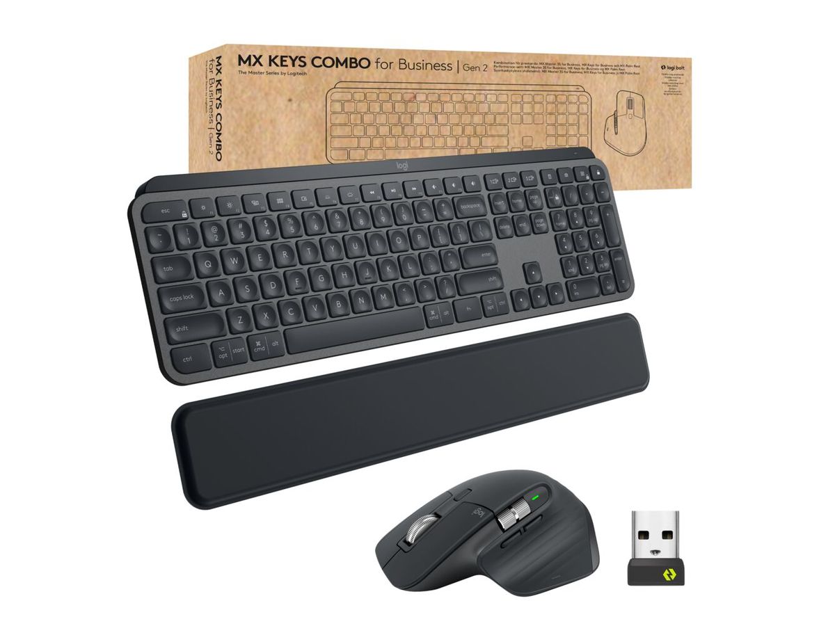 Logitech MX Keys combo for Business Gen 2 clavier Souris incluse Bureau RF sans fil + Bluetooth AZERTY Français Graphite