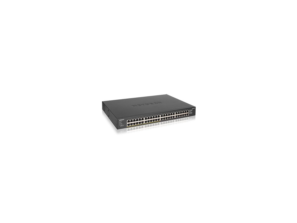 NETGEAR GS348PP Non-géré Gigabit Ethernet (10/100/1000) Connexion Ethernet, supportant l'alimentation via ce port (PoE) Noir