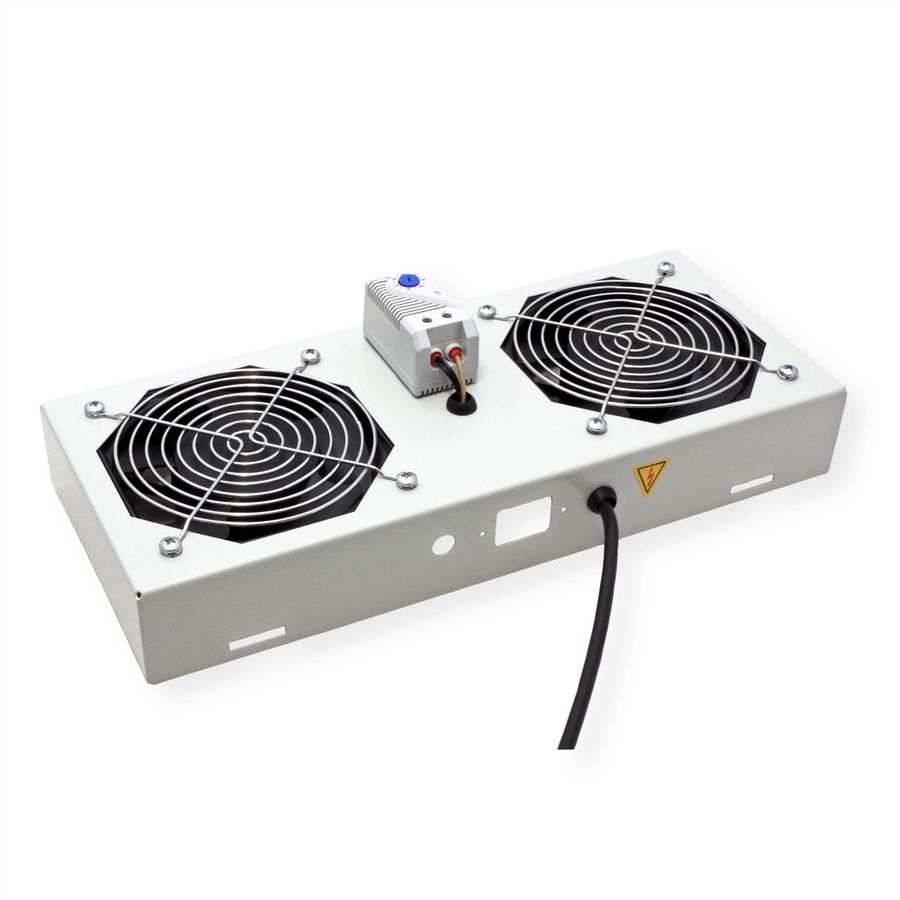 ROLINE Unité de ventilation - 2 ventilateurs, thermostat , pour Boîtier mural 19", gris