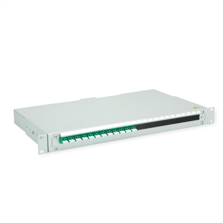 TELEGÄRTNER BASIS V Panneau fibre optique avec coupleurs & Pigtails , 12x LC Duplex, vert, OS2 APC
