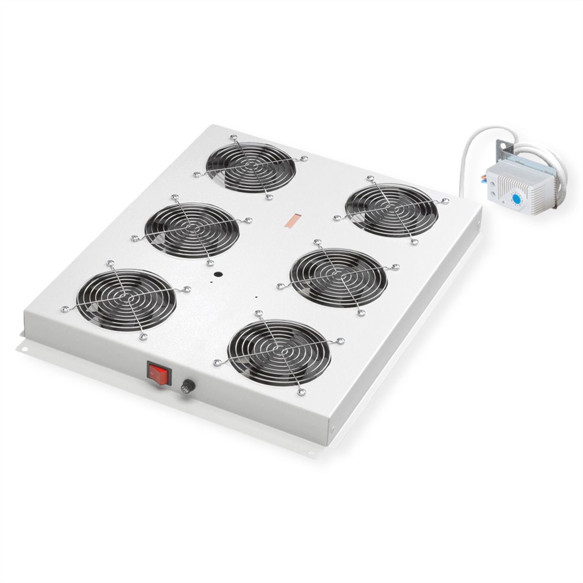 ROLINE 19" Unité de ventilation de toit, 6 ventilateurs, Thermostat pour baie serveur, grise