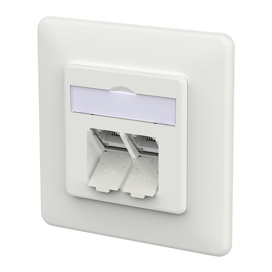 METZ CONNECT E-DAT C6A IDC Prise, 2 ports, encastré (UP), blanc signalisation brillant