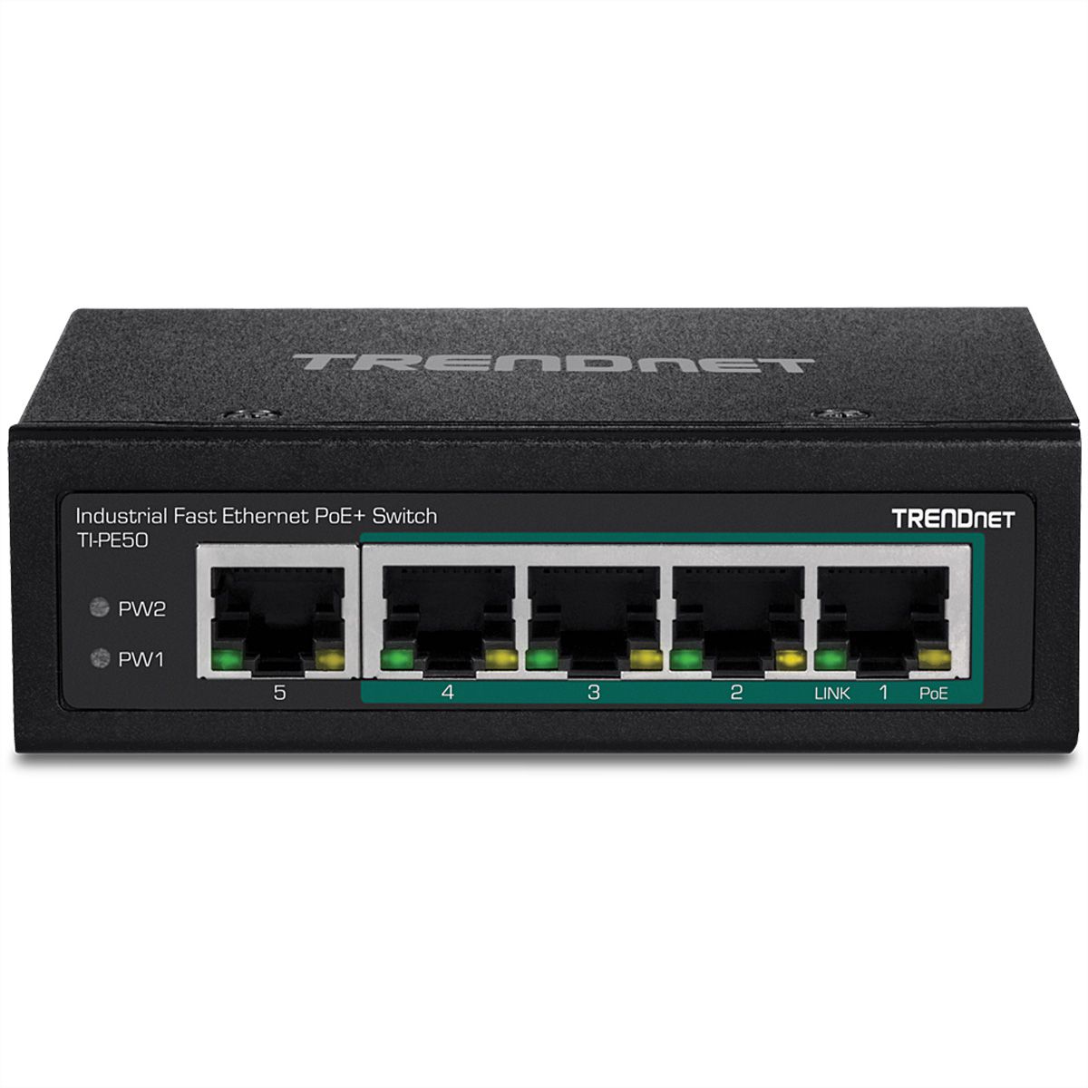 TRENDnet TI-PE50 Switch Rail DIN Fast Ethernet PoE+ industriel à 5 ports