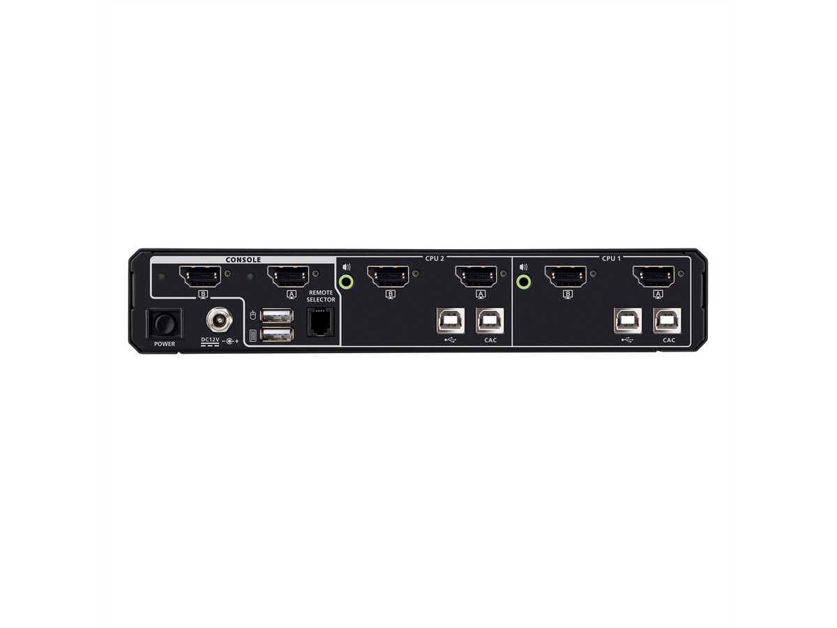 ATEN CS1142DPH4C Commutateur KVM sécurisé universel, double écran 2 ports USB 5K DisplayPort/HDMI avec CAC