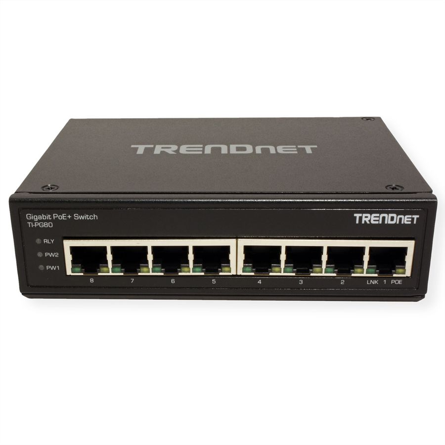 TRENDnet TI-PG80 Switch Rail DIN PoE+ Gigabit industriel renforcé à 8 ports