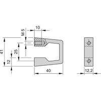 Poignée avant SCHROFF en une pièce, largeur 12,2 mm, anodisé clair, 41 mm, Slim-Line