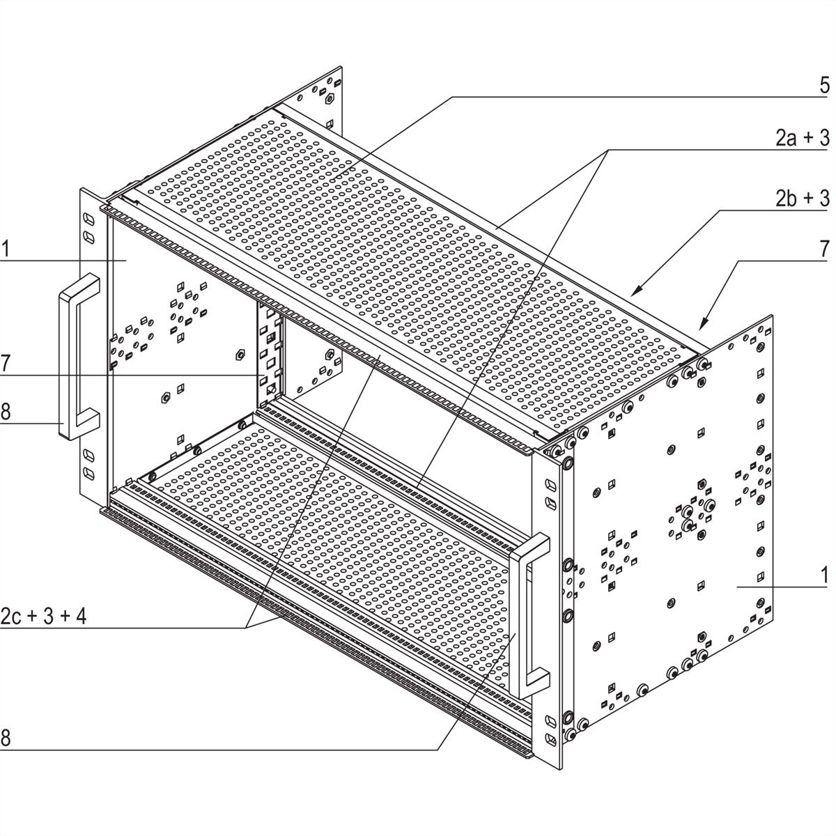 SCHROFF EuropacPRO 19" Subrack Kit pour chemin de fer, blindé, EN 50155, CompactPCI, 6 U, 84 HP, 235 mm