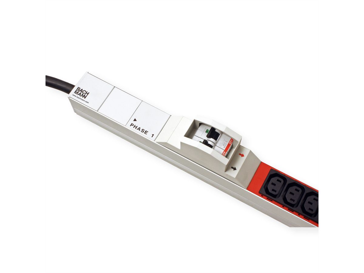 BACHMANN IT PDU ALU 1U 24x C13 6x C19 2LS CEE 3x32A rouge