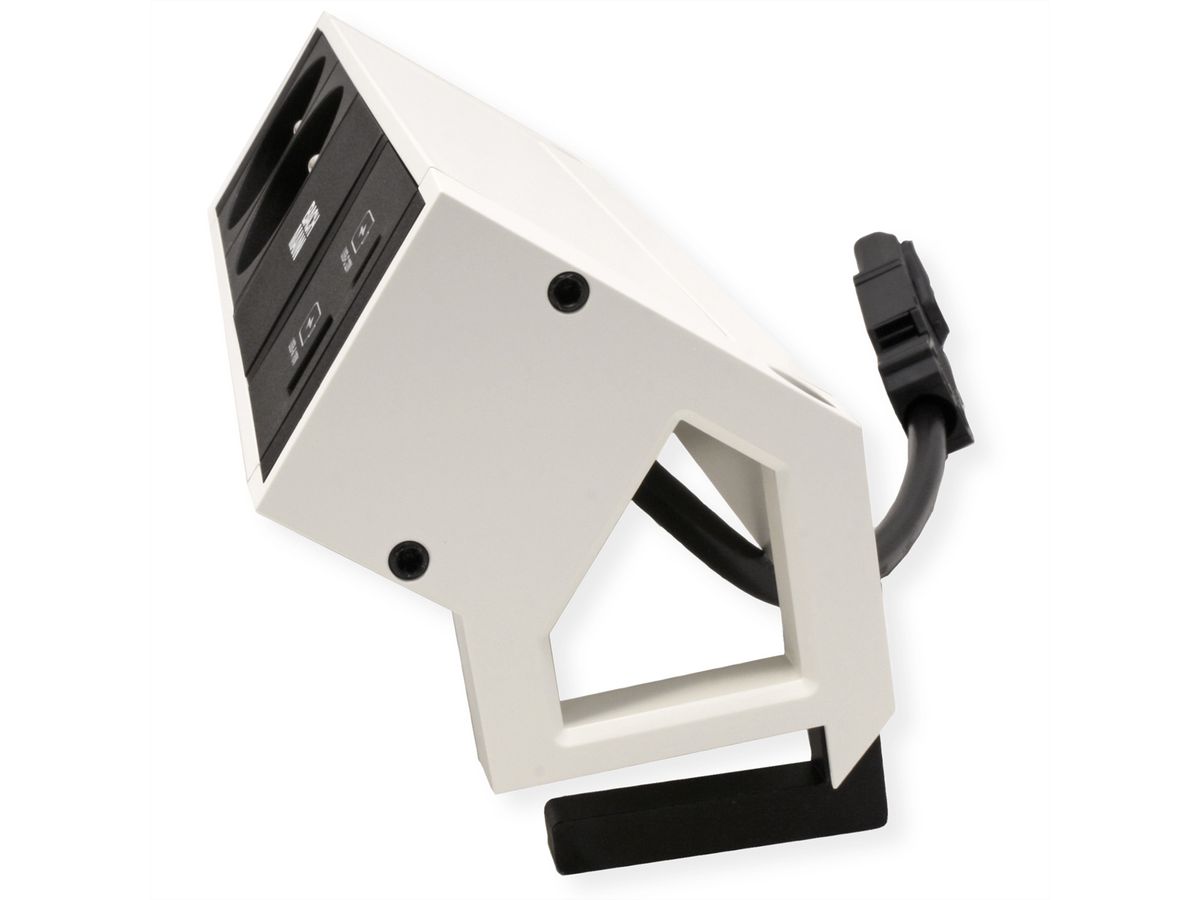 BACHMANN DESK2 2xUTE 1xUSB A/C 22W 0,2m GST18 RAL9010