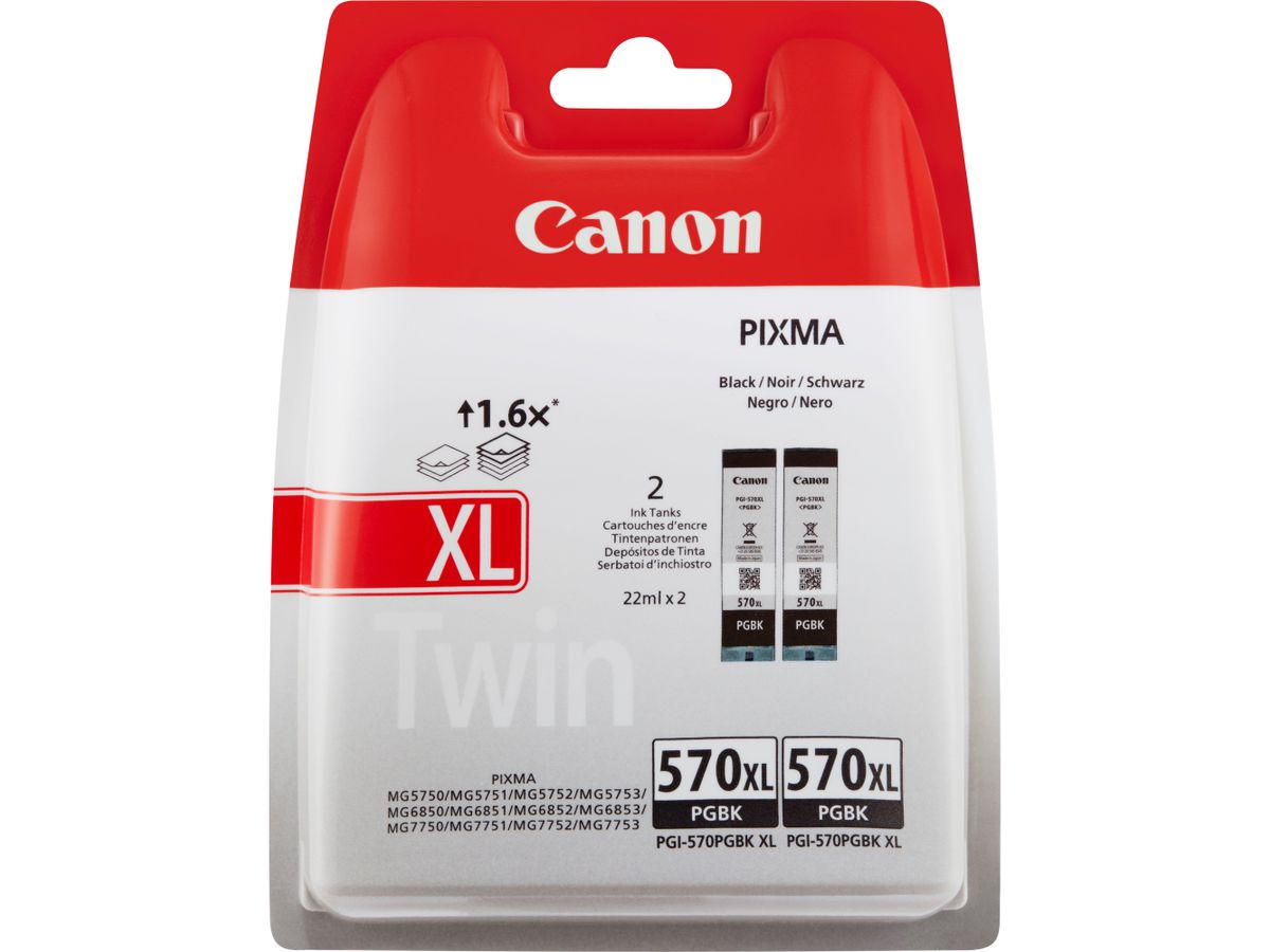 Canon Cartouche d'encre noire à haut rendement PGI-570BK XL (double pack)