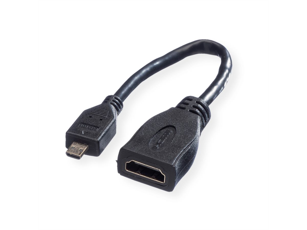 VALUE Câble HDMI High Speed avec Ethernet, HDMI F - Micro HDMI M, 0,15 m