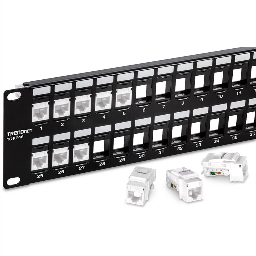 TRENDnet TC-KP48 Tableau de connexion HD 2U Keystone vierge à 48 ports