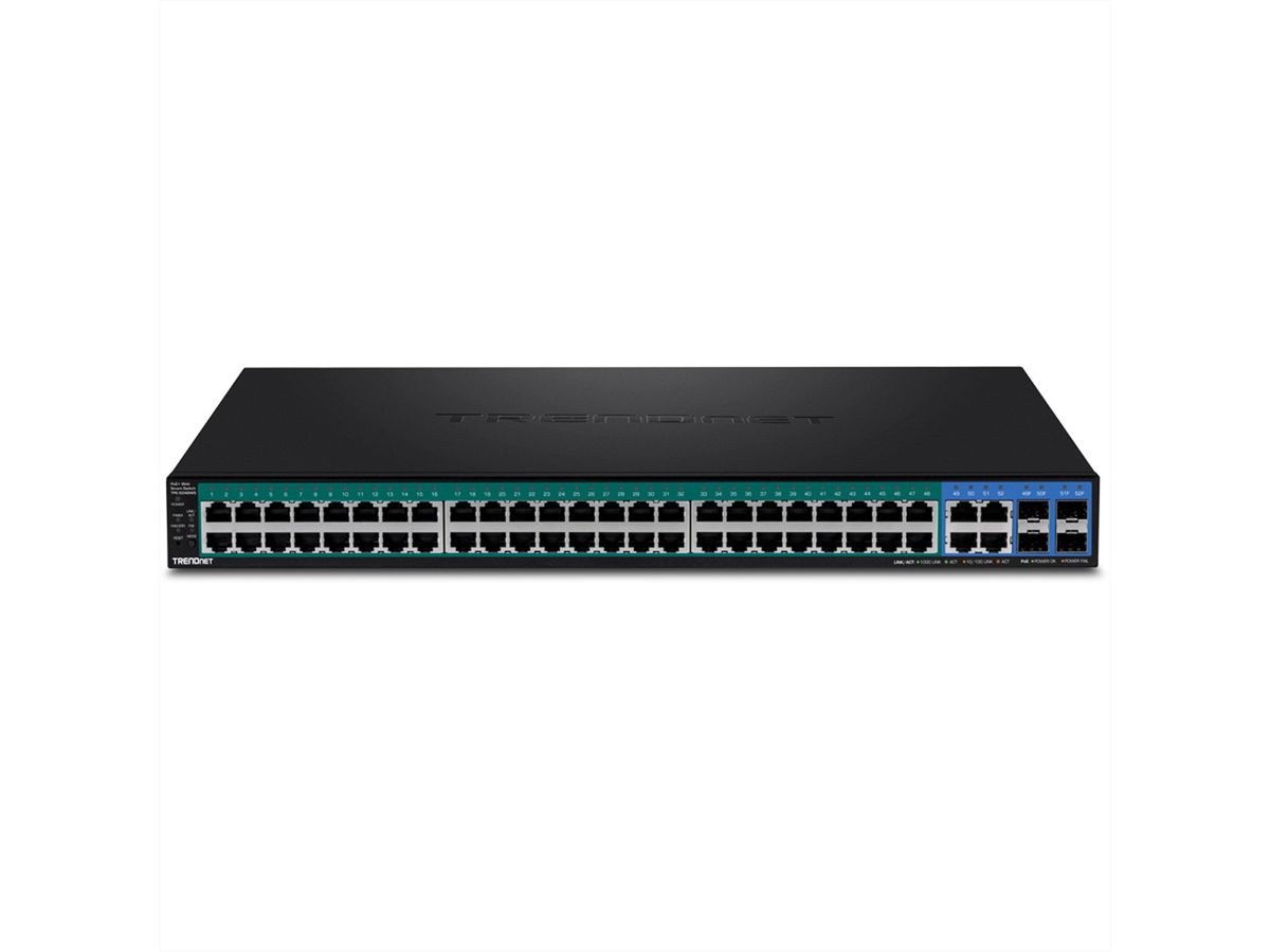 Trendnet TPE-5048WS Switch PoE+ Web smart Gigabit à 52 ports, 48x PoE+ Gigabit, 4x Gigabit partagés (RJ-45 ou SFP)