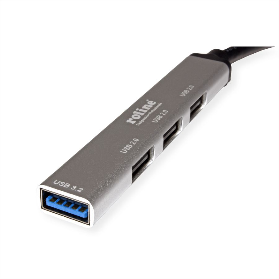 ROLINE Hub USB 3.2 Gen 1, 4 ports, câble de connexion type C