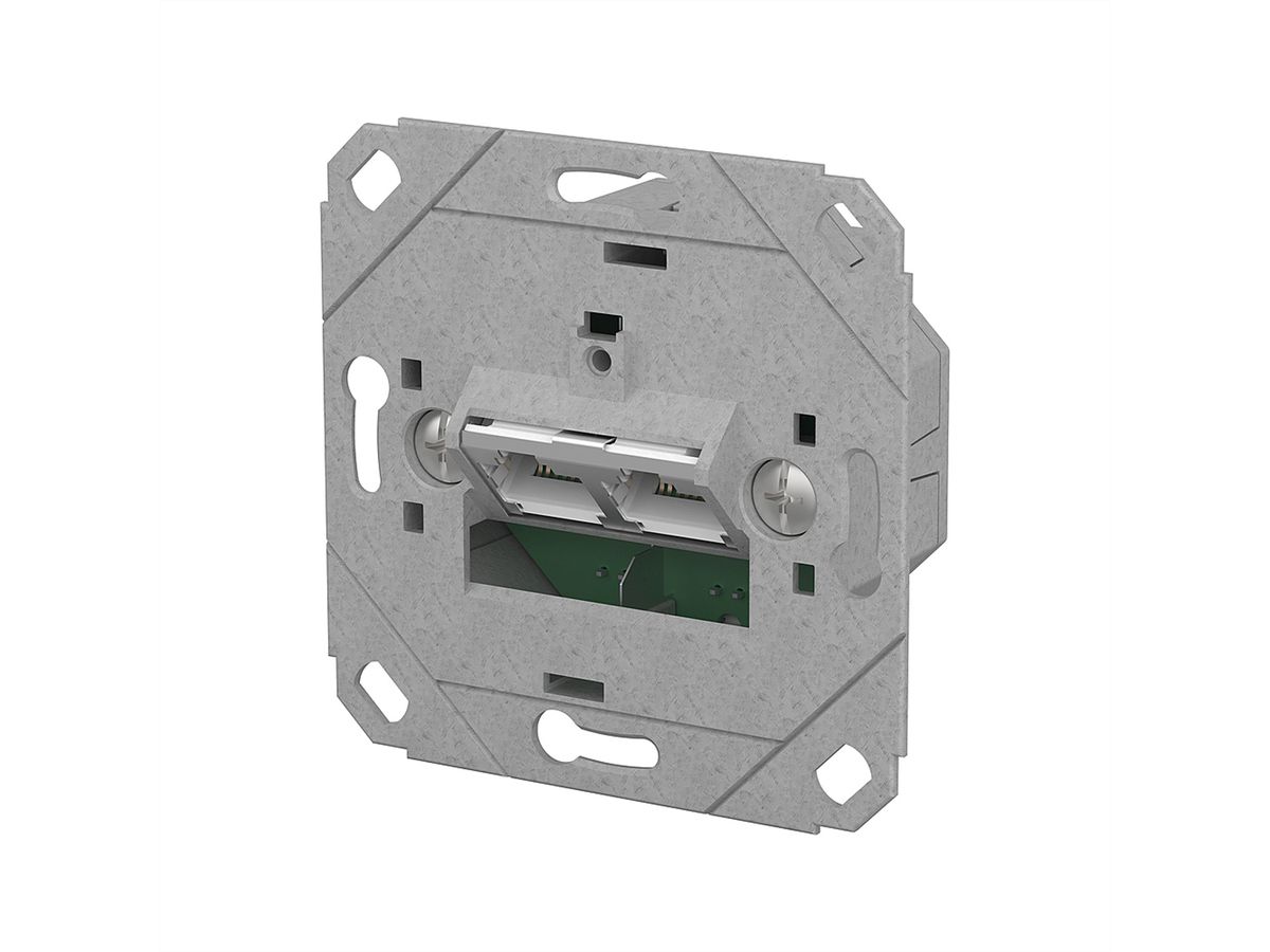 METZ CONNECT E-DAT C6A IDC Prise, 2 ports, encastré pour gammes d'interrupteurs design (UP0), métallique