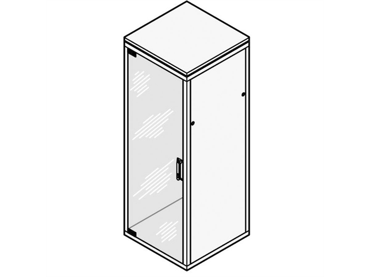 SCHROFF Eurorack, porte en verre, angle d'ouverture de 180°, 43 U 800W