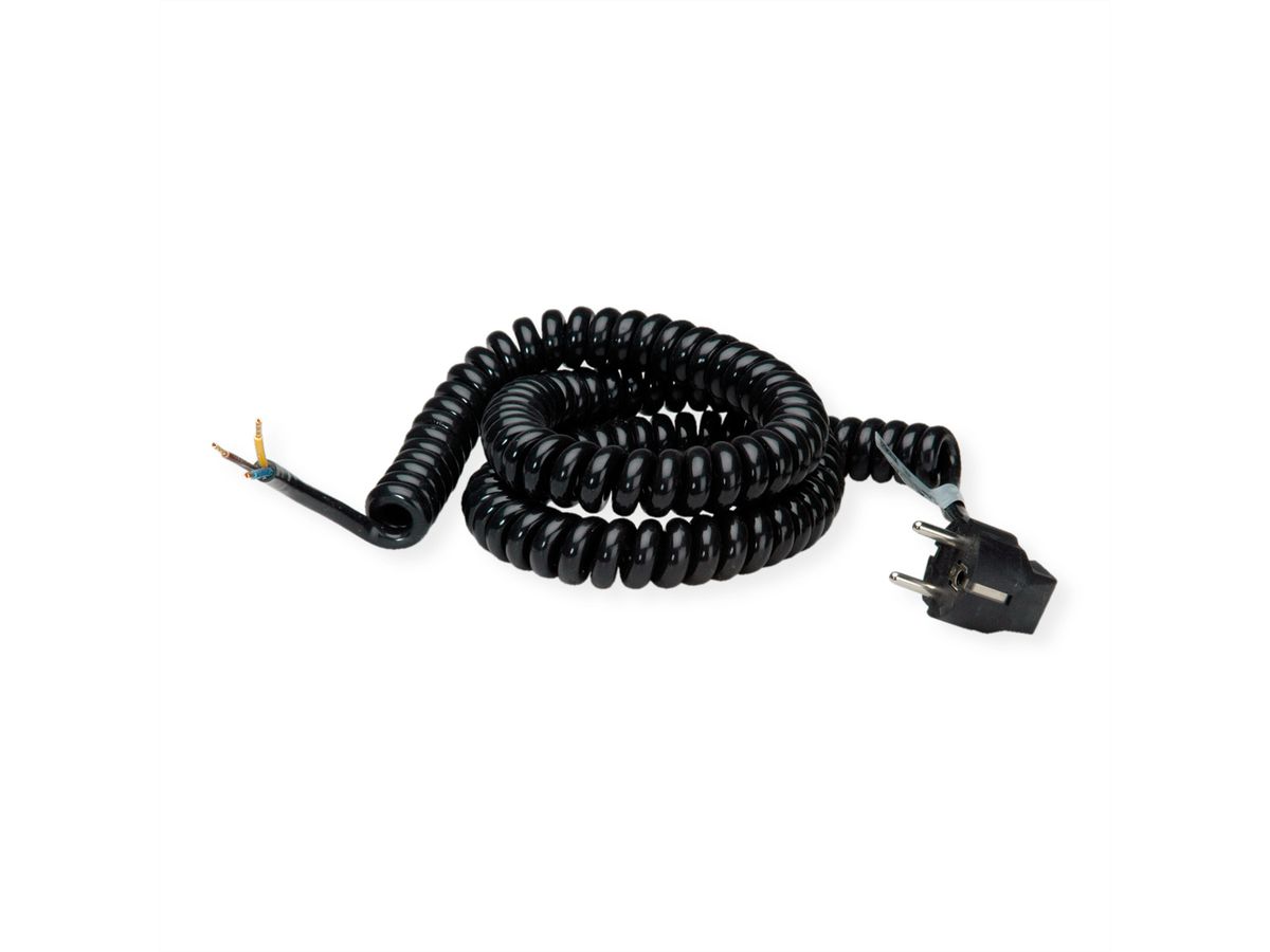 BACHMANN Câble spirale 1-4m noir, H05VV-F 3G1,5mm² AEH/CEE7/7