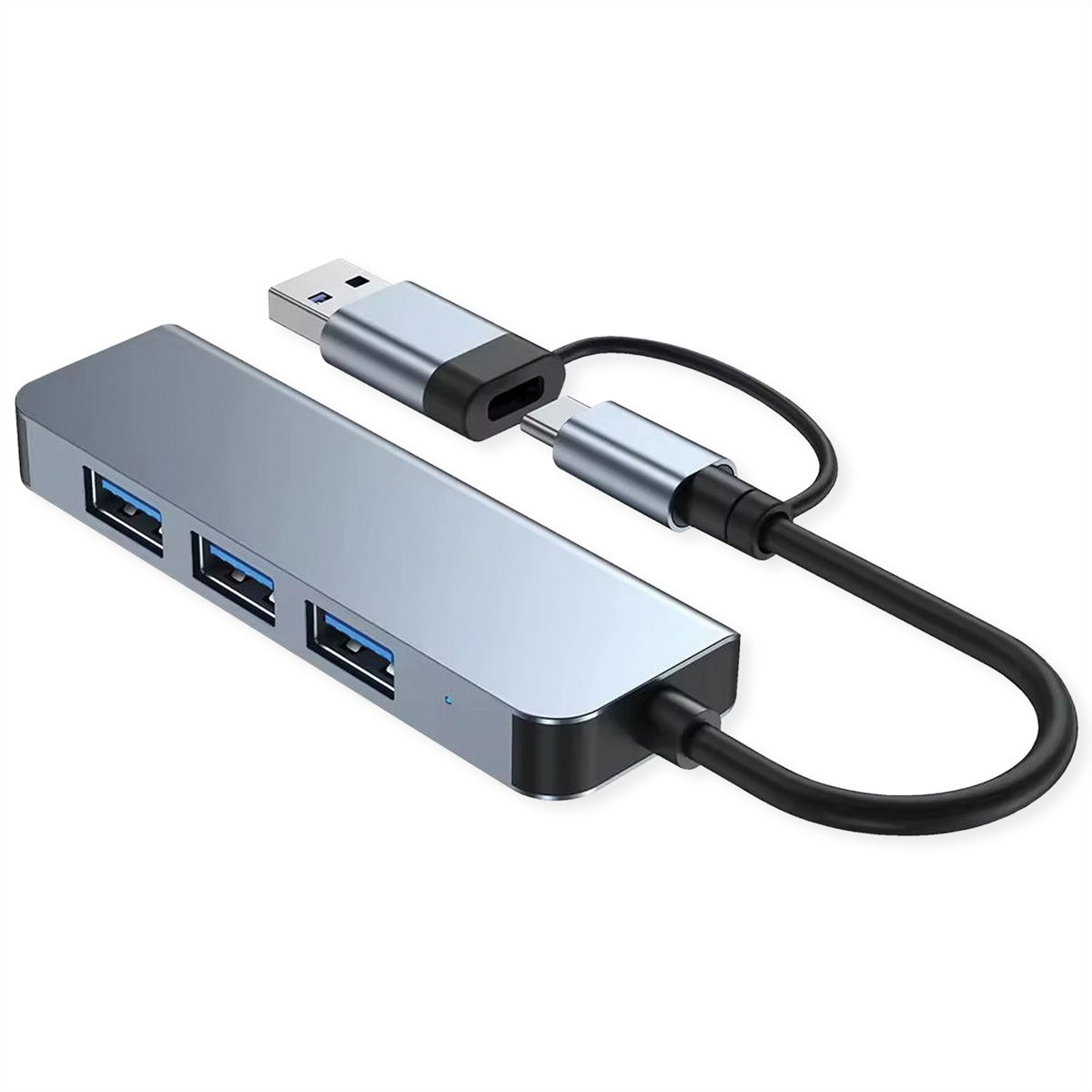 VALUE Hub métallique 4 ports type A, (1x USB 3.2Gen1 + 3x USB 2.0), câble de raccordement type A+C