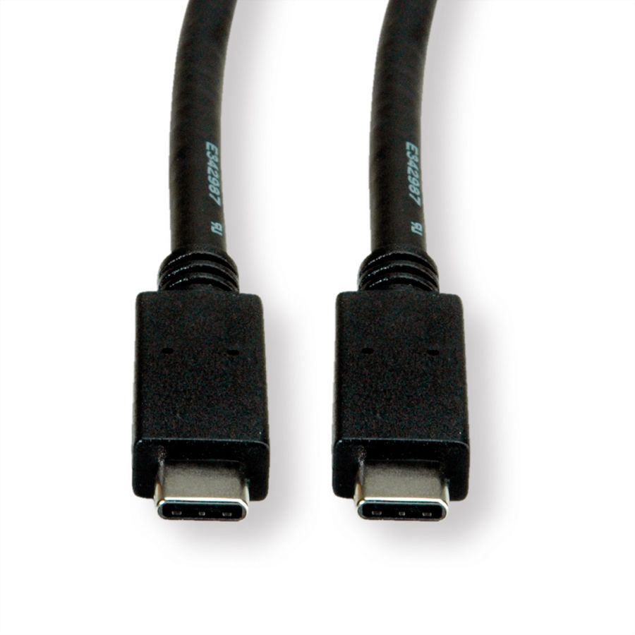 ROLINE Câble USB 3.2 Gen 2, avec PD, C-C, M/M, 4K UHD-1, 10Gbit/s, Emark, 100W, noir, 2 m