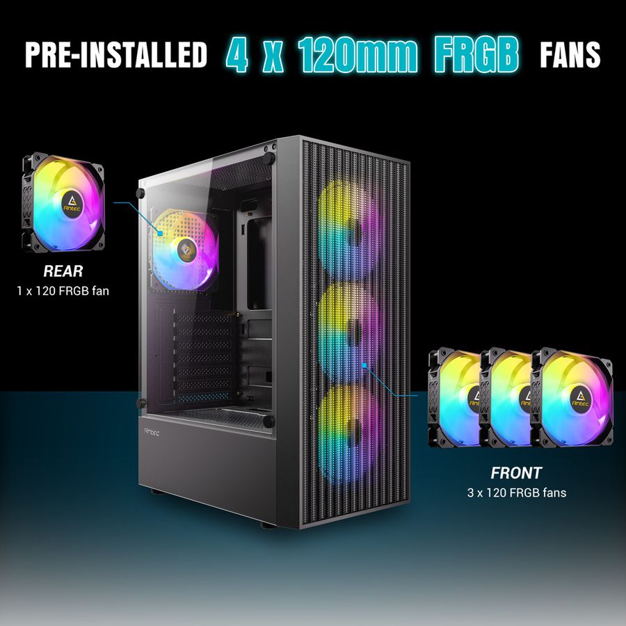 ANTEC AX27 RGB Elite Boîtier PC Midi Tower Gaming ATX, noir