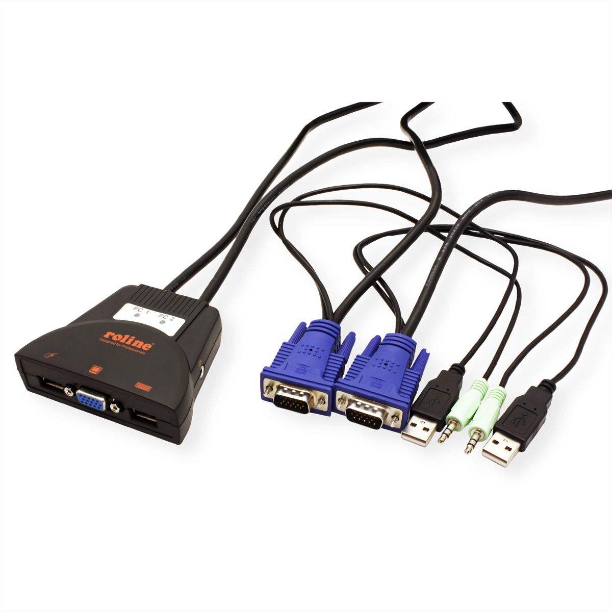 ROLINE Commutateur 'Star', 1 Util. - 2 PCs, USB, audio