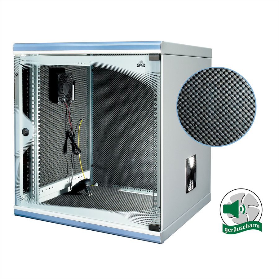 optiRACK "silent" active 12UH, 612x555x600mm, isolation phonique