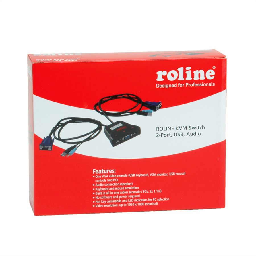 ROLINE Commutateur 'Star', 1 Util. - 2 PCs, USB, audio