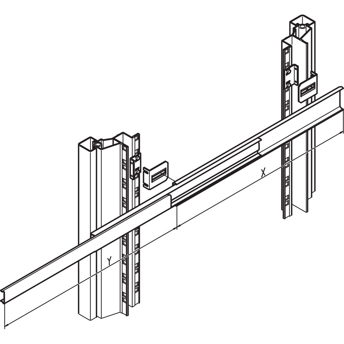 Kit de montage SCHROFF pour glissière télescopique, étroite, Varistar
