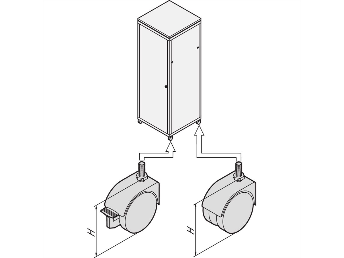 SCHROFF Eurorack Roulette, 400 kg, 110 mm de hauteur