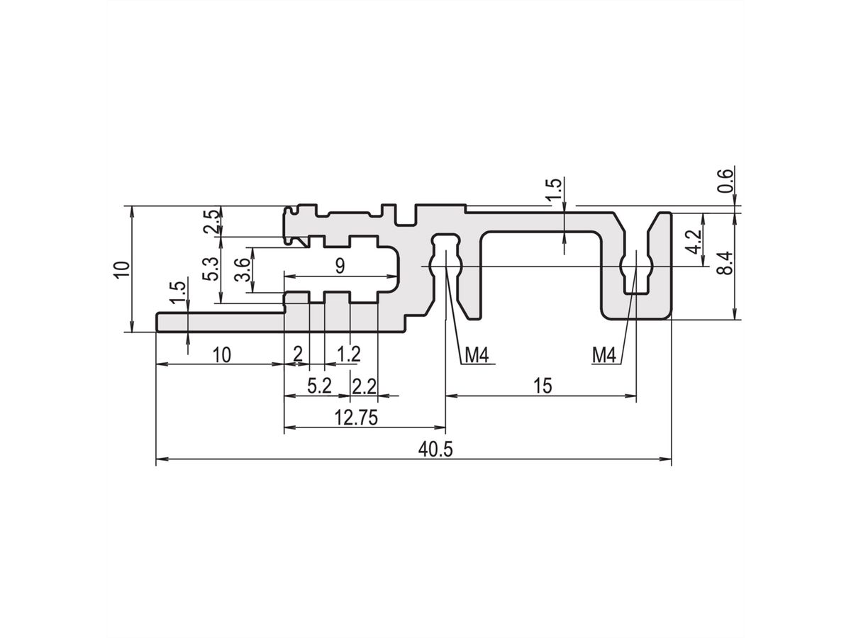 Rail horizontal SCHROFF, avant, type H-LD, lourd, lèvre longue, pour application IEEE, 42 HP