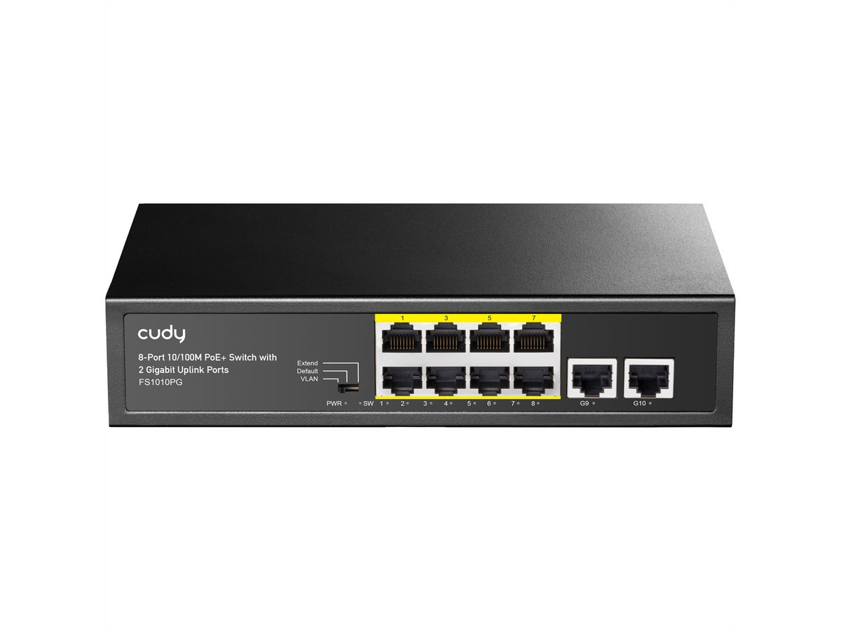 CUDY FS1010PG Switch 8 ports 10/100M PoE+, 2 ports Gigabit Uplink 120W