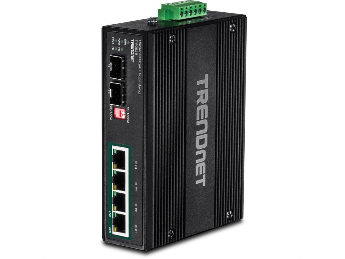 TRENDnet TI-PG62B Switch Rail DIN PoE+ Gigabit industriel à 6 ports