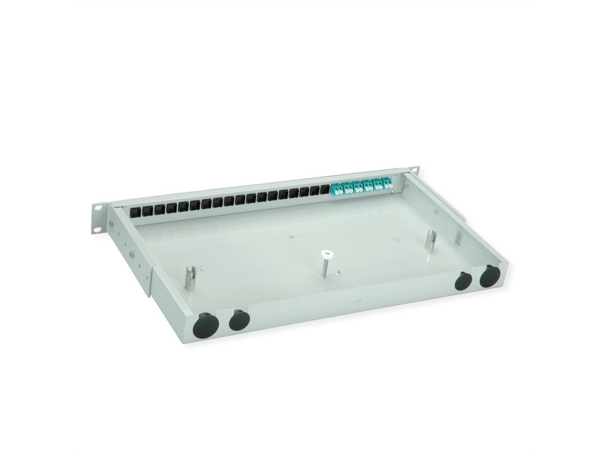 TELEGÄRTNER BASIS V Panneau FO avec coupleurs, 6x LC Duplex, turquoise, OM3