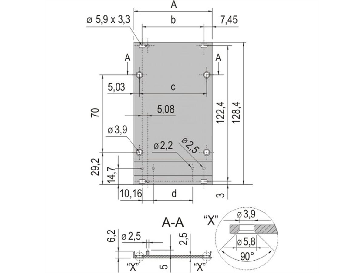 SCHROFF Cadre type unité enfichable Face avant, Refrofit blindage, 3 U, 21 HP, 2,5 mm, Al, Anodisé frontal, Conducteur arrière