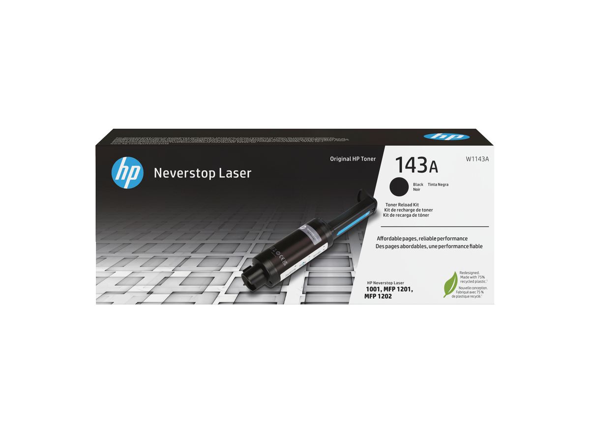 HP Kit de recharge de toner laser noir 143A Neverstop authentique