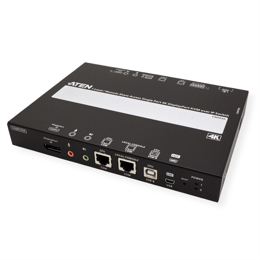 ATEN CN9950 1 Commutateur KVM DisplayPort 4K à un port sur IP accès de partage local/distant