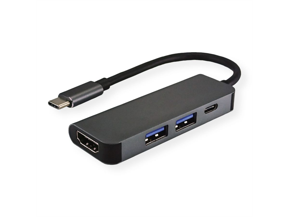 VALUE Station d'accueil USB type C, HDMI 4K, 2x USB type A + type C PD (Power Delivery)