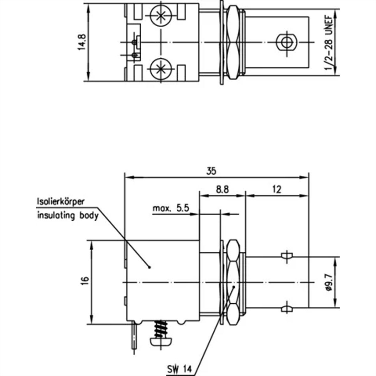TELEGÄRTNER Prise BNC encastrable 50 ohms , impression inclinée