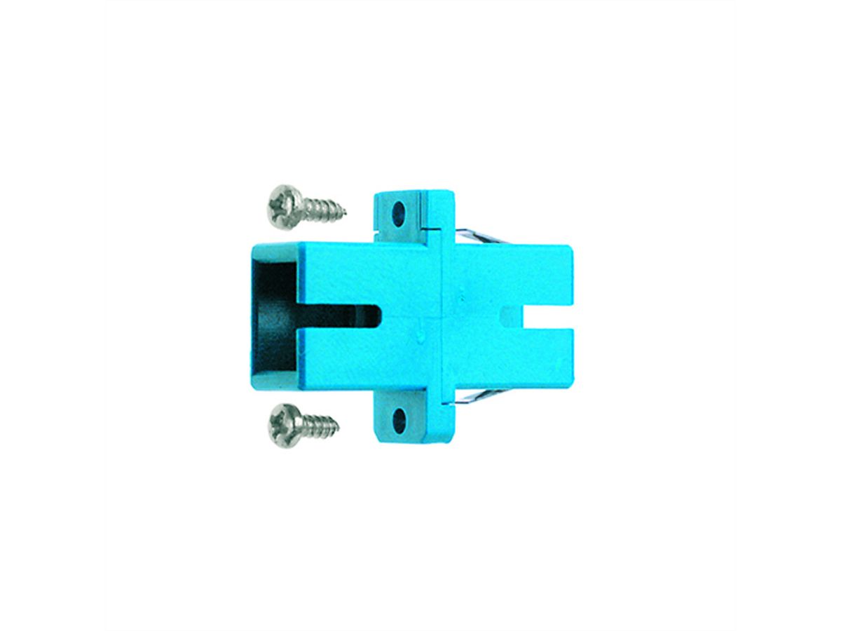 TELEGÄRTNER  Coupleur SC Duplex, Multimode, Manchon en céramique, boîtier en plastique, turquoise