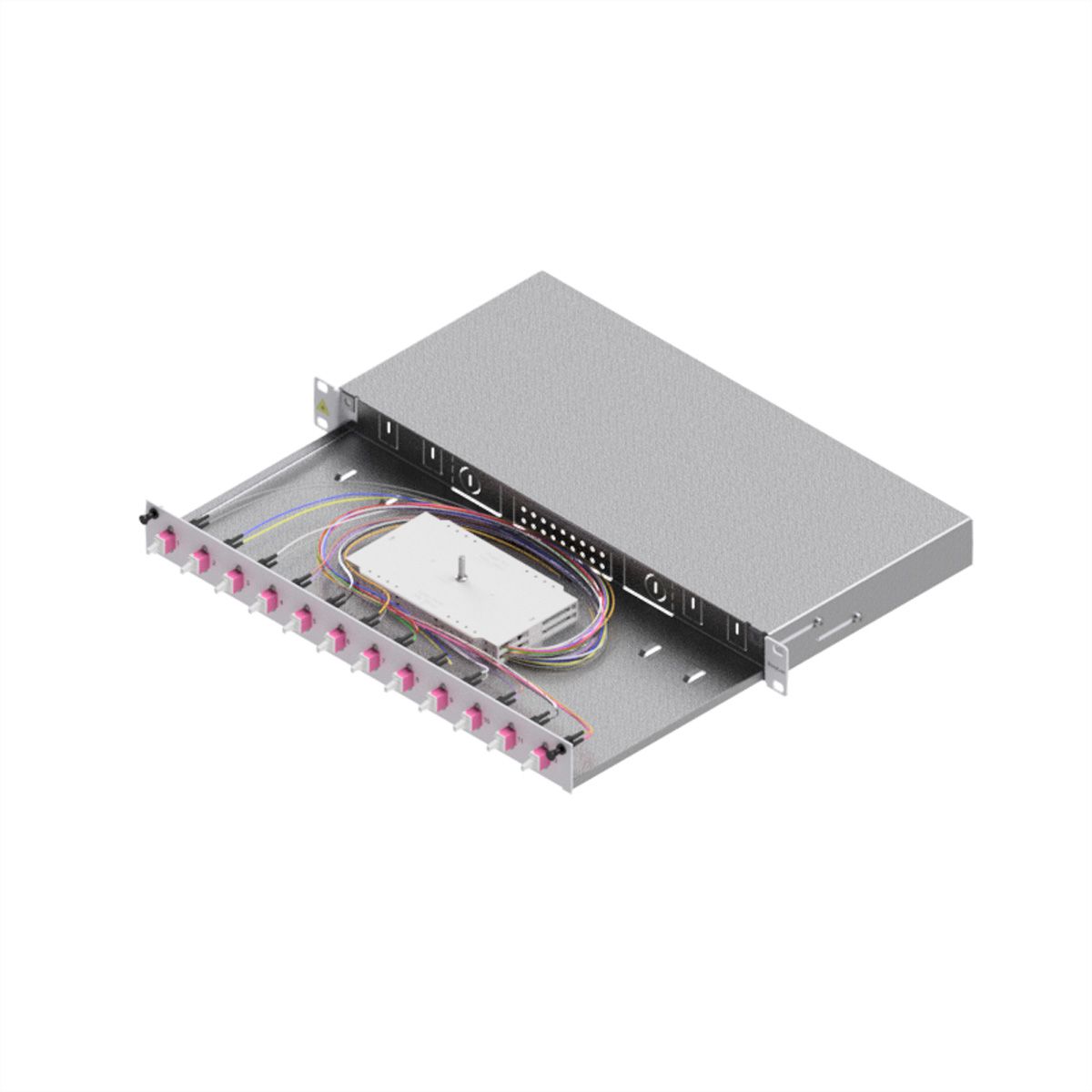 EasyLan Tiroir FO pour fusion basique catégorie C, 19" 1U, 12 ports, 12x LC-duplex, OM4