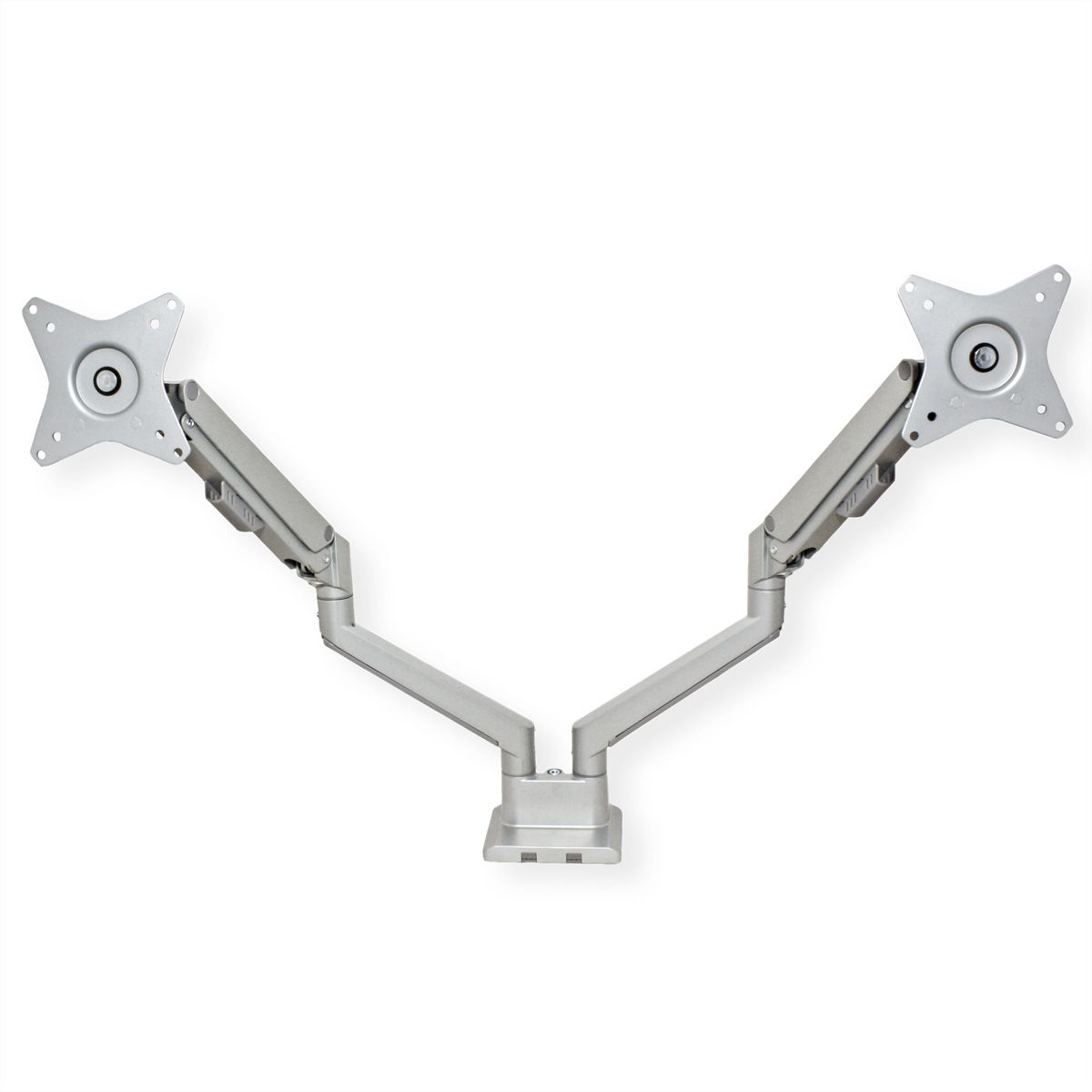 ROLINE Support double LCD, fixation sur bureau, vérin à gaz, 5 articulations, 17-23", jusqu'à 2x 9 kg, argent