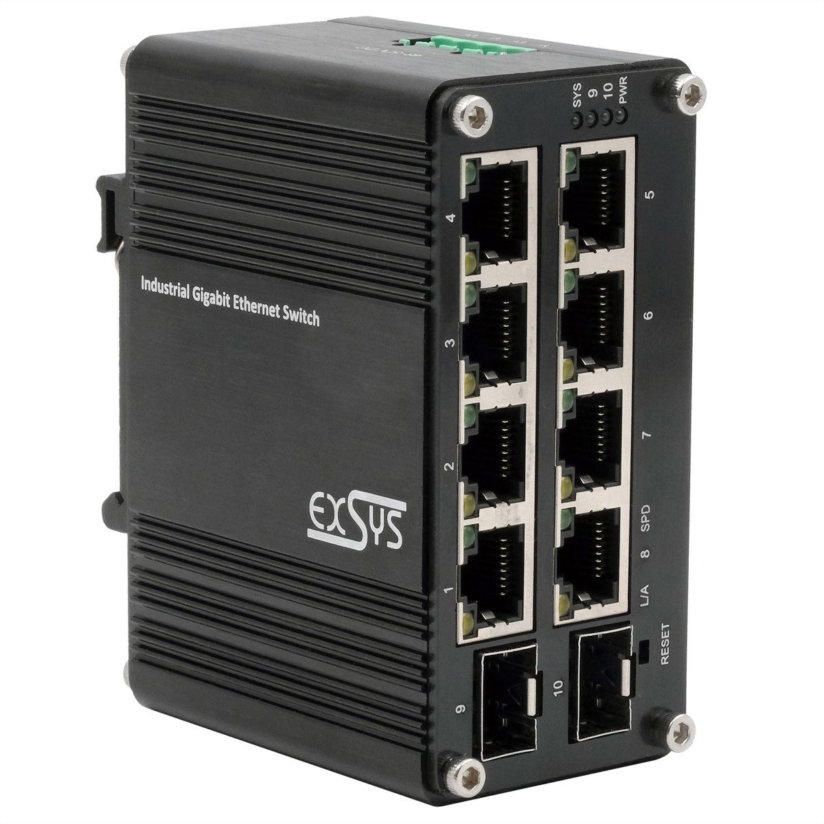 EXSYS EX-62035M-SFP Mini commutateur Gigabit industriel 8+2 ports, géré par le Web