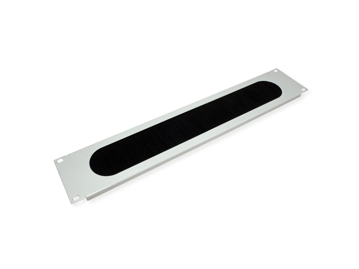 VALUE Passe-câbles 19" 2 UH avec brosse et décharge de traction, gris