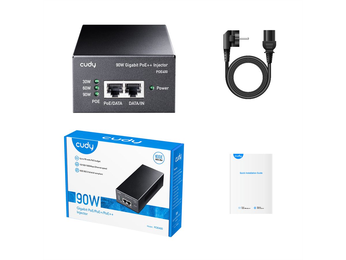 CUDY POE400 Injecteur 90W PoE+/PoE, Gigabit