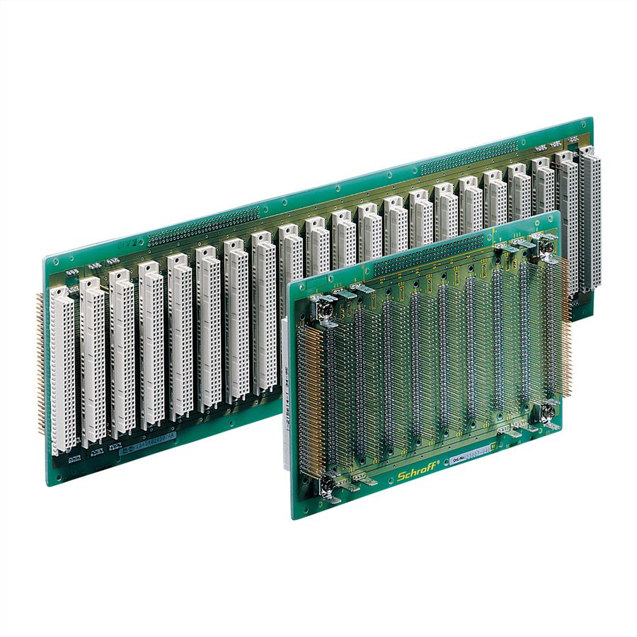 Carte-mère SCHROFF avec 60 lignes de signaux traversantes, 28 slots, pas de 3 HP, sans connecteurs