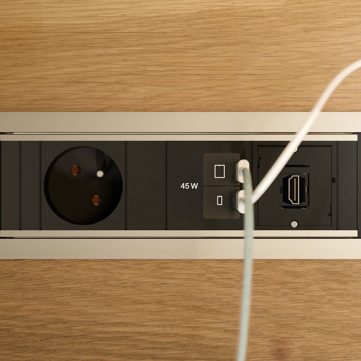 BACHMANN POWER FRAME 1xUTE, 1xUSB C/C 45W 1xCM L=0,2m