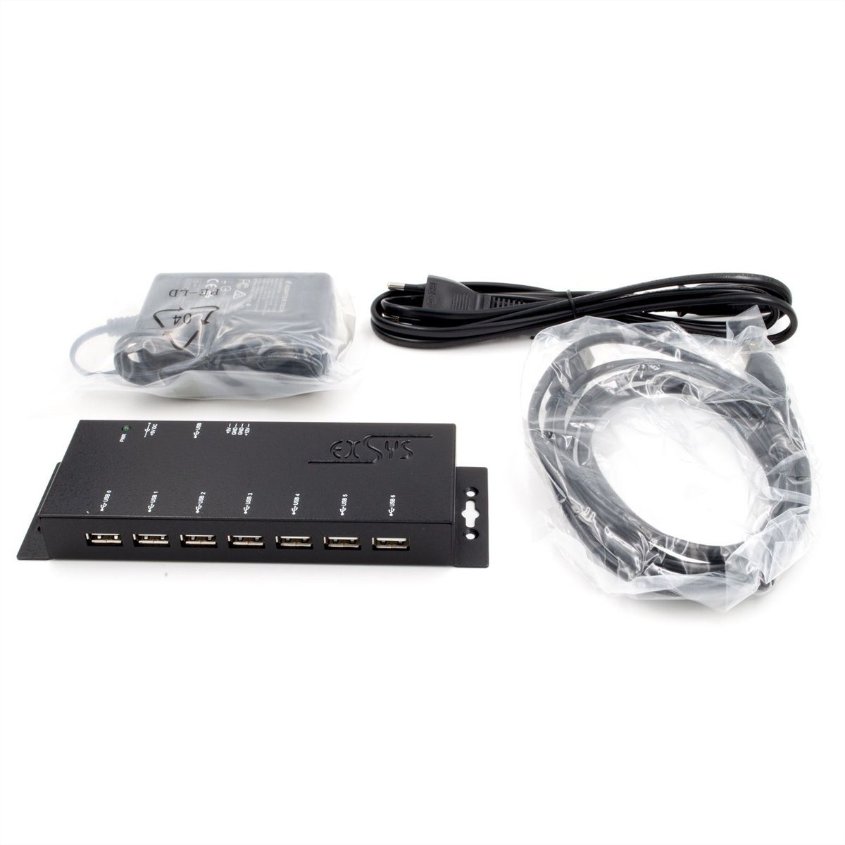 EXSYS EX-1177-2S Hub USB 2.0 à 7 ports, protection contre les surtensions ESD 15 kV