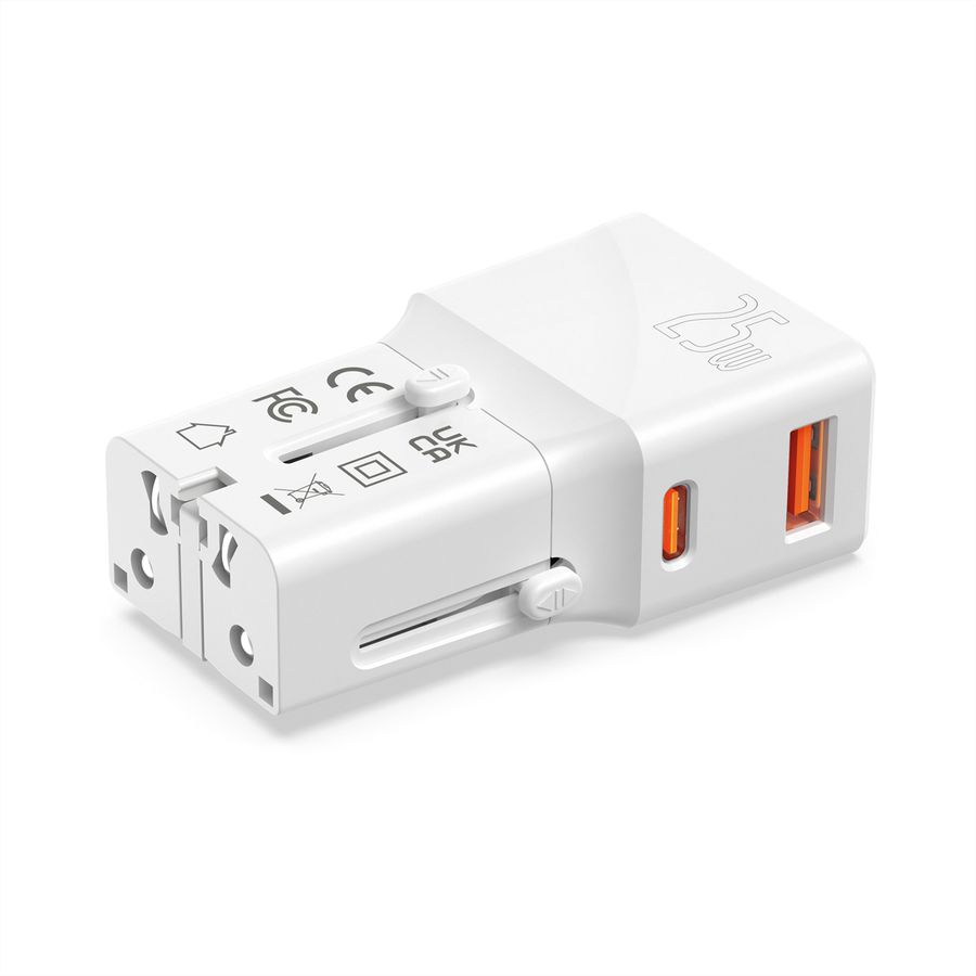 VALUE Chargeur de voyage USB avec prise UK/US/Euro, 2 ports, 1x QC3.0 A + 1x C (PD), 25W