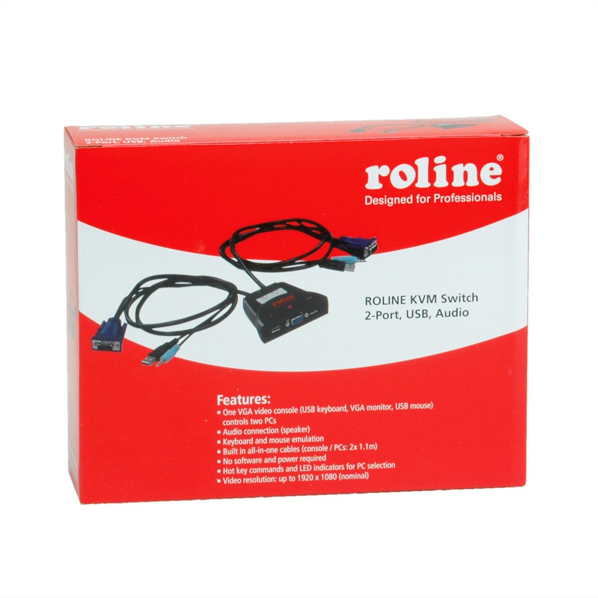 ROLINE Commutateur 'Star', 1 Util. - 2 PCs, USB, audio