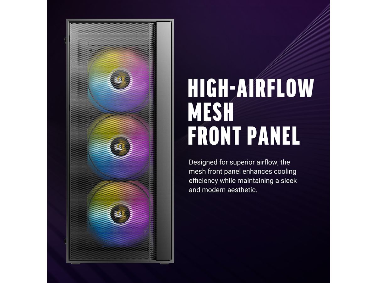 ANTEC AX65 ARGB Boîtier PC Midi Tower Gaming ATX, noir